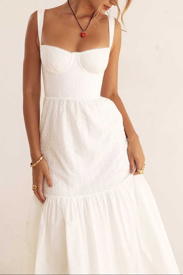 Lariska white broderie anglaise midi sundress