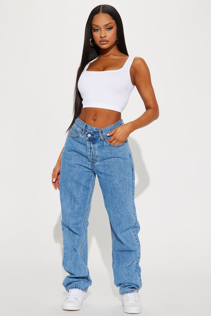 Crossover Straight Leg Jeans Medium Wash