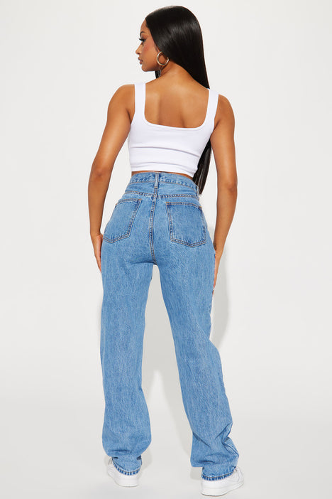Crossover Straight Leg Jeans Medium Wash