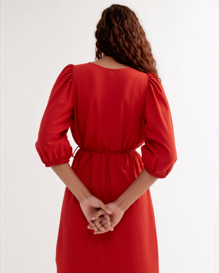 Eden puff sleeves linen mini dress