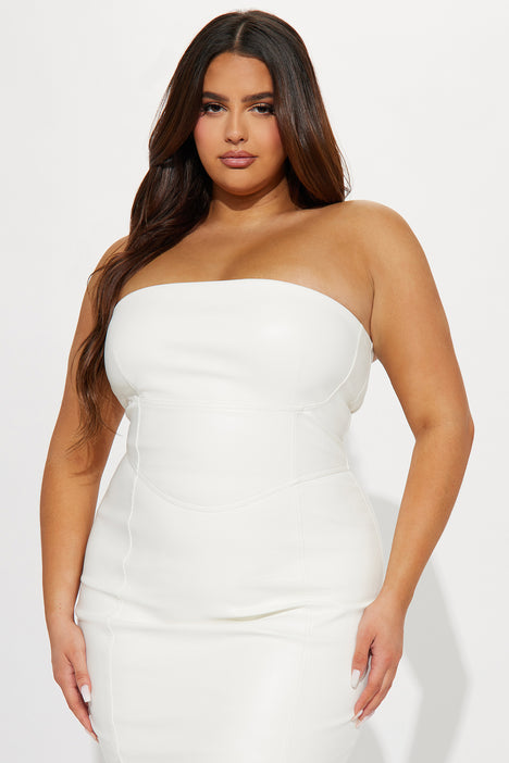 Lisa white corsetry midi dress CURVE
