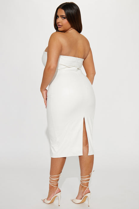 Lisa white corsetry midi dress CURVE