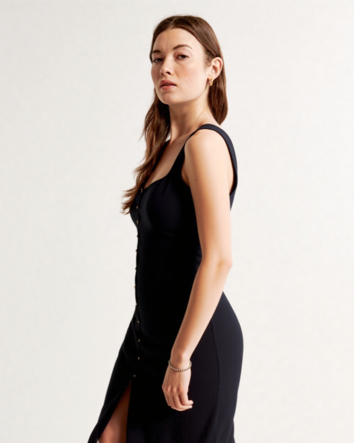 Arla LINEN BLEND MIDI DRESS Olivegreen