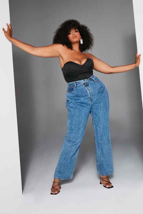 Crossover Straight Leg Jeans Medium Wash