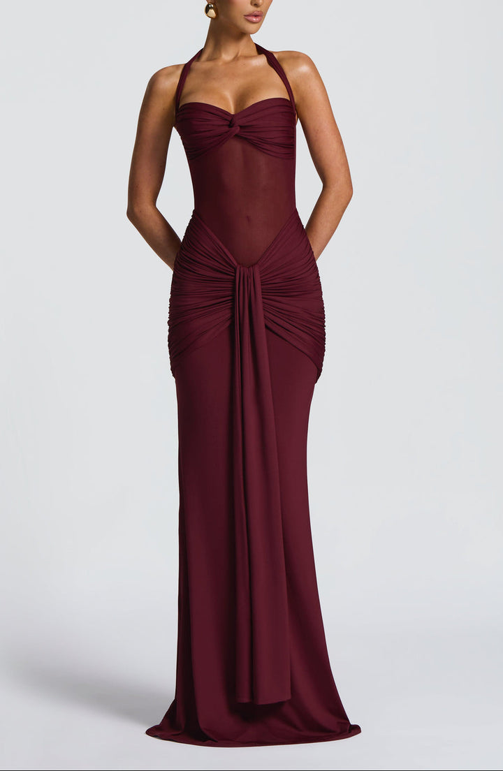 Carla Meshplay Maxi Dress - Cherry Lacquer