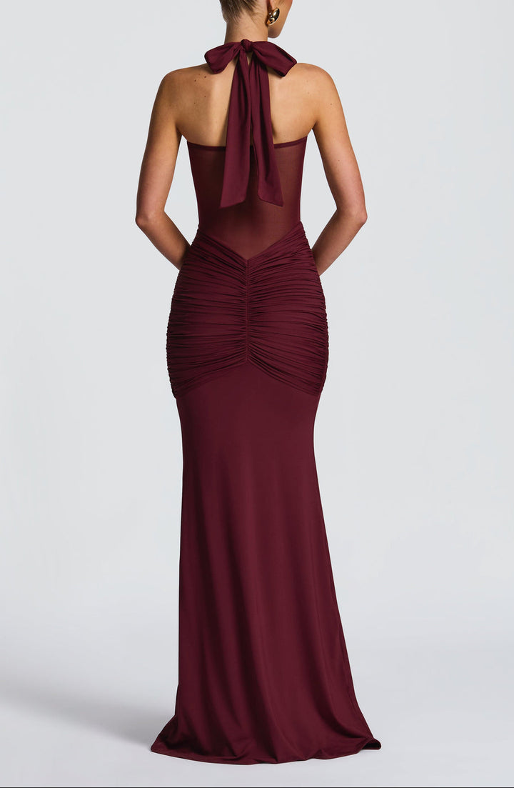 Carla Meshplay Maxi Dress - Cherry Lacquer