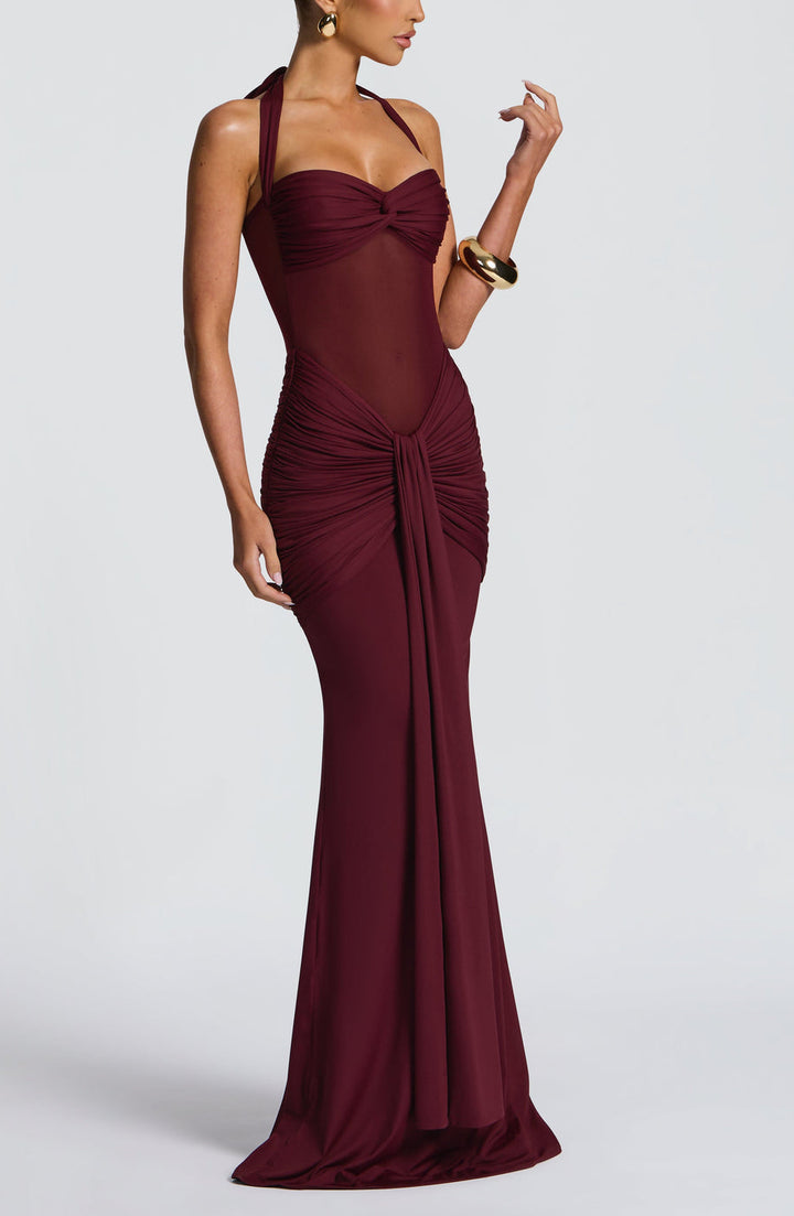 Carla Meshplay Maxi Dress - Cherry Lacquer