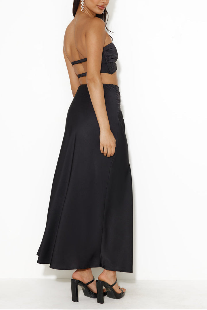 Amelie Bandeau Crop Top Black