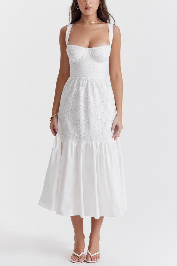 Lariska white broderie anglaise midi sundress