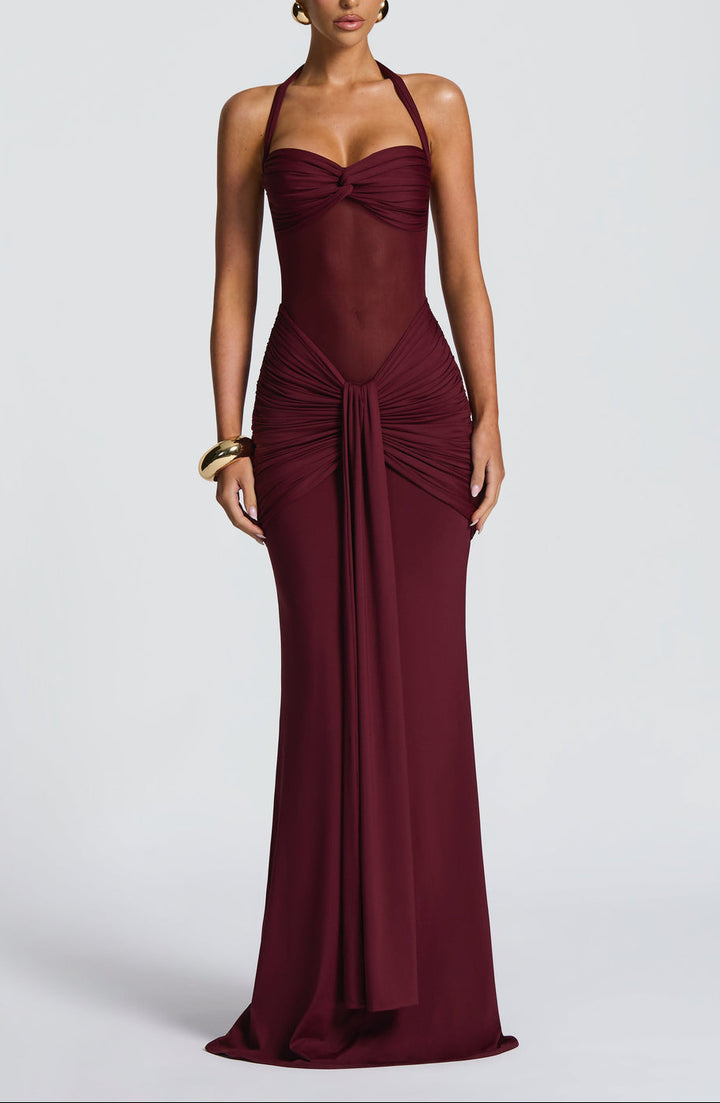 Carla Meshplay Maxi Dress - Cherry Lacquer