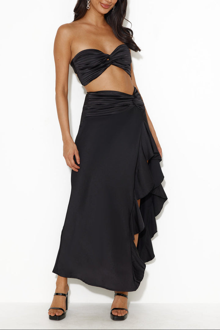 Amelie Bandeau Crop Top Black
