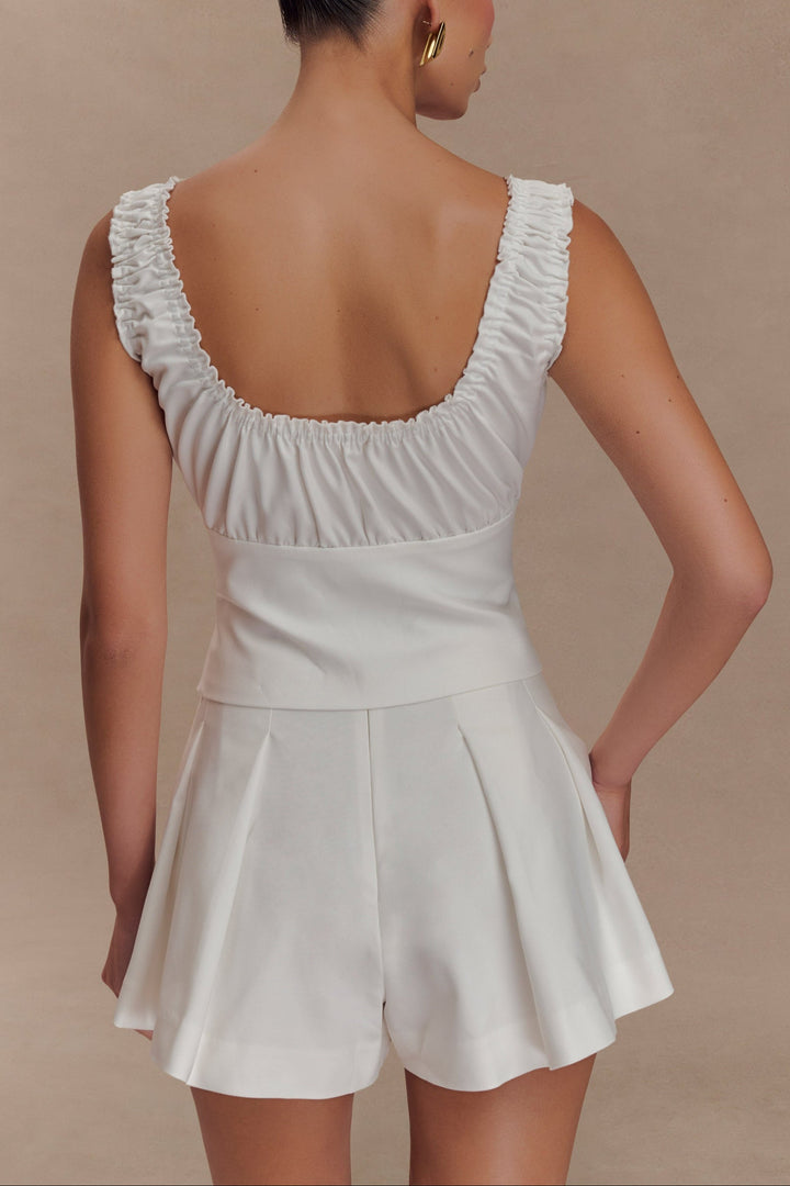 Ustina Sleeveless Ruched co ord set in Lemon