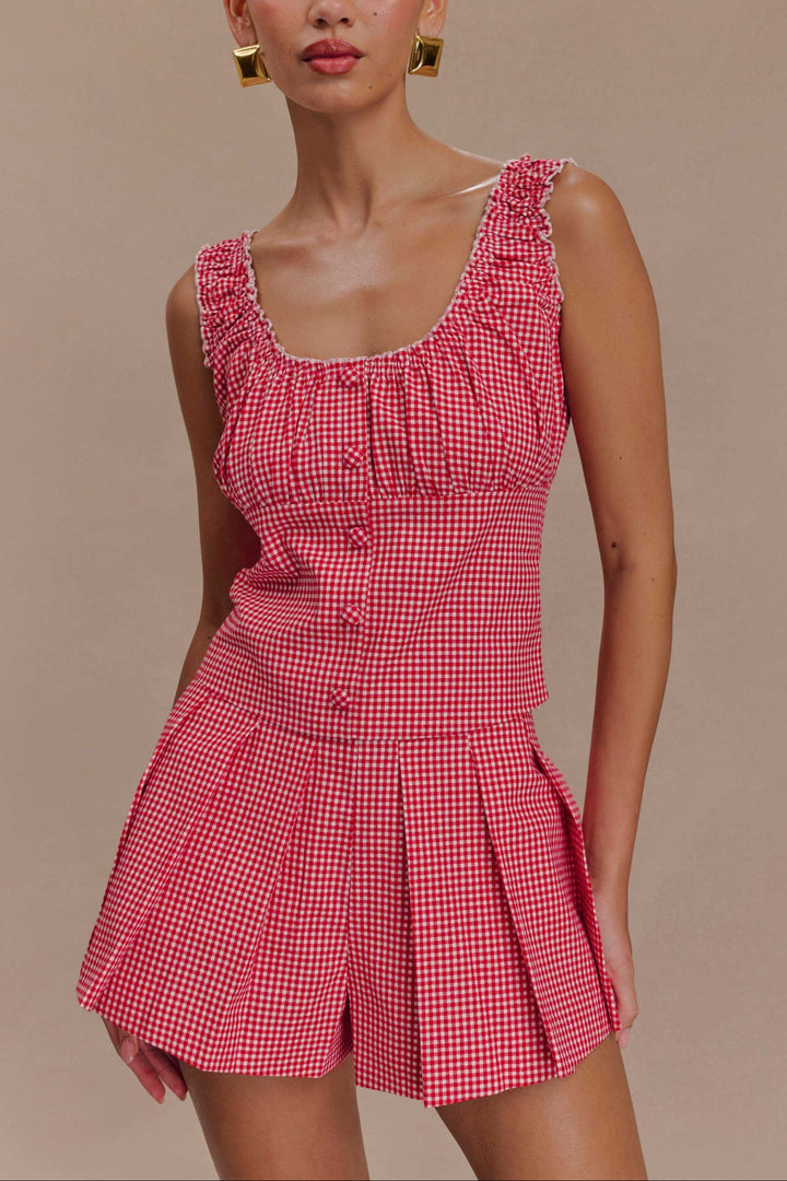Ustina Sleeveless Ruched co ord set in Lemon