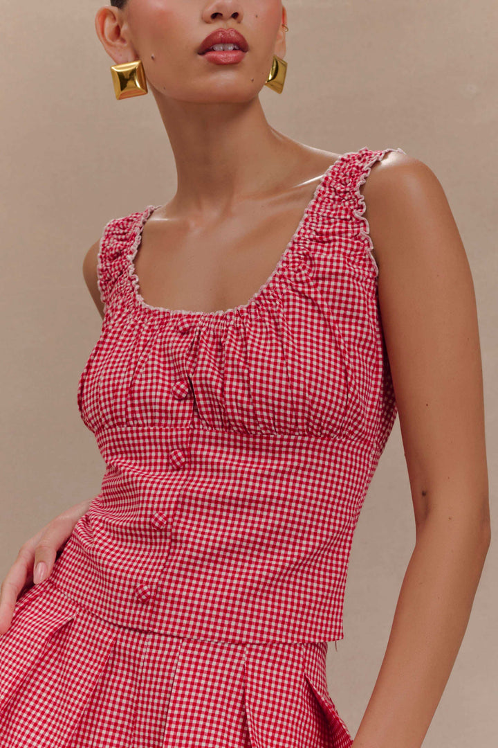 Ustina Sleeveless Ruched co ord set in Lemon