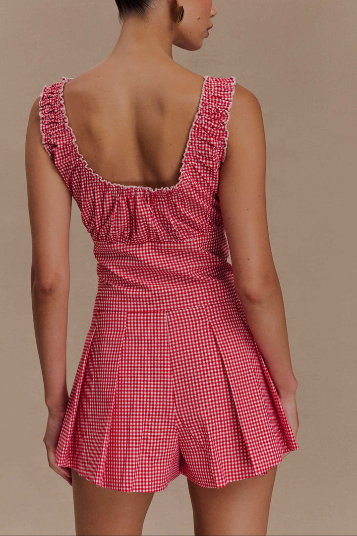 Ustina Sleeveless Ruched co ord set in Lemon