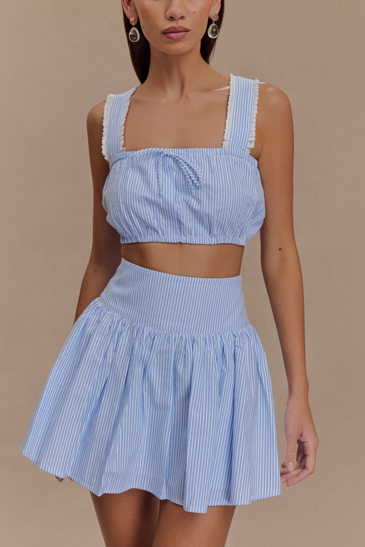 Mavra Sleeveless Co ord set in Blue Pinstripe