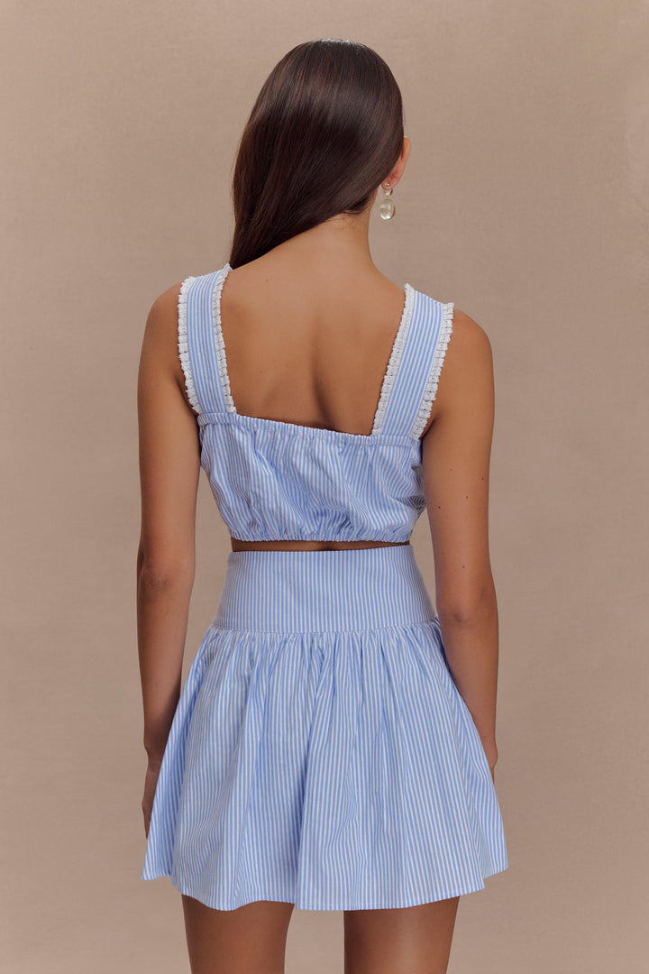 Mavra Sleeveless Co ord set in Blue Pinstripe