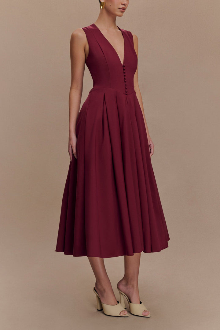 Nonna Sleeveless Midi Dress in Wine