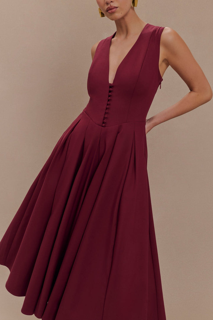 Nonna Sleeveless Midi Dress in Wine