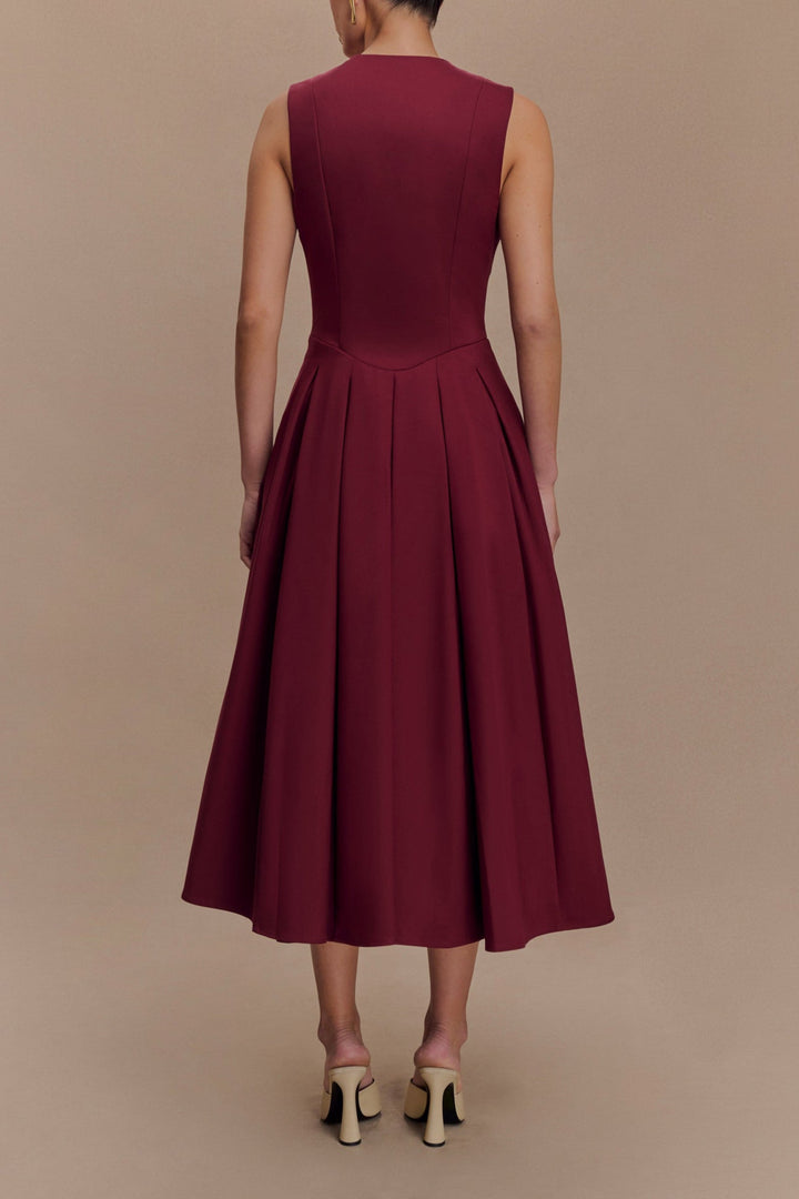Nonna Sleeveless Midi Dress in Wine