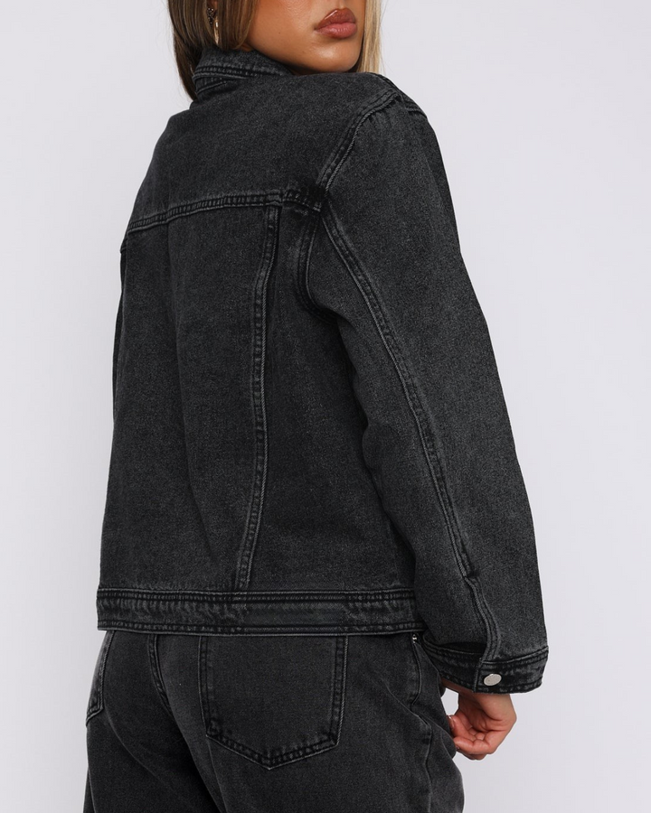 Brielle Denim Jacket Acid Wash in Black