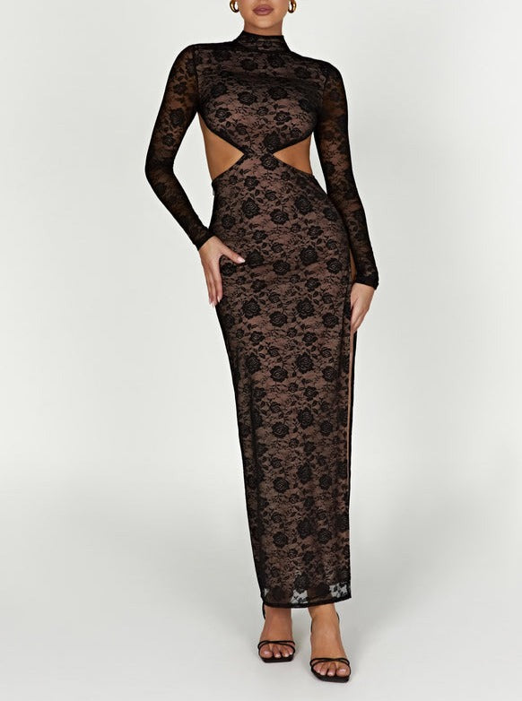 Juliet Lace Maxi Dress in Black