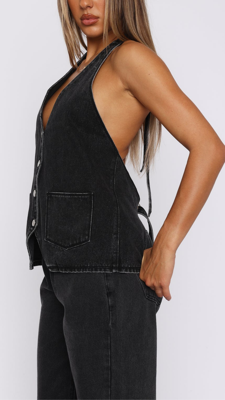 Charlotte Denim Top in White