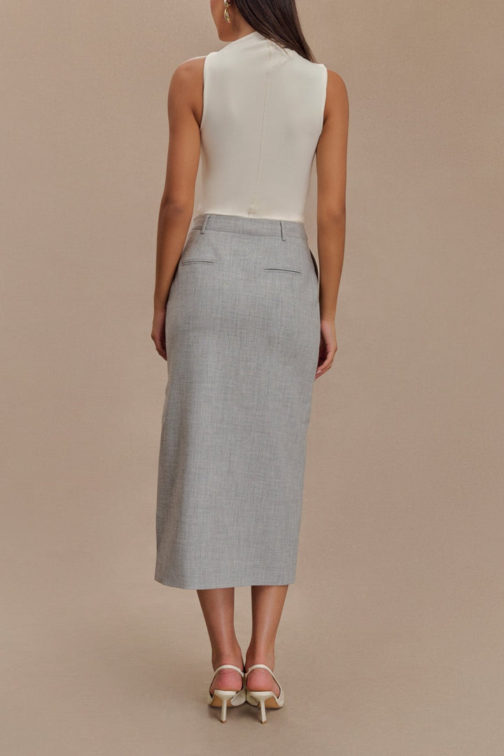 Elise Midi Skirt in Light Grey