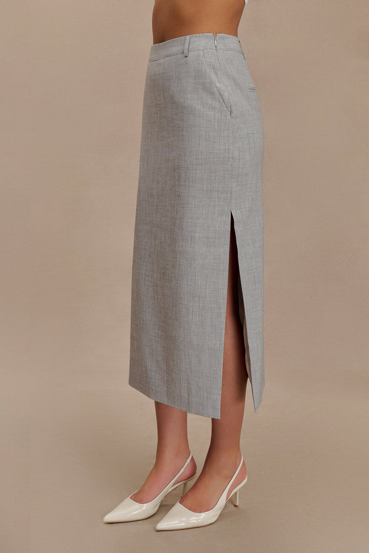 Elise Midi Skirt in Light Grey