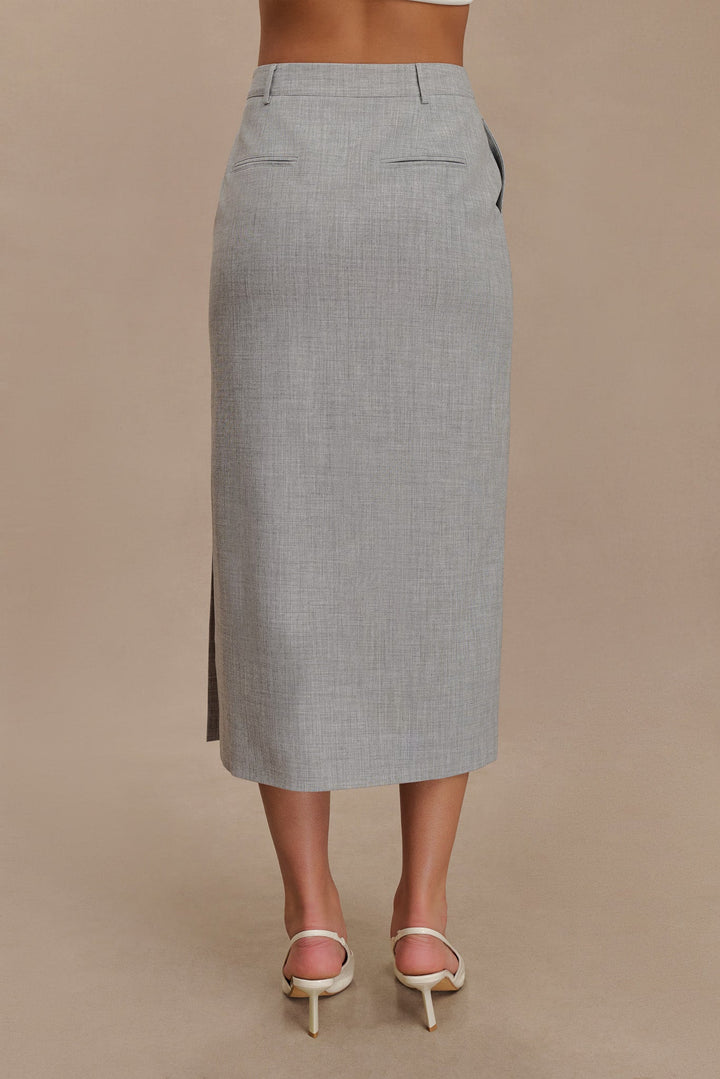 Elise Midi Skirt in Light Grey