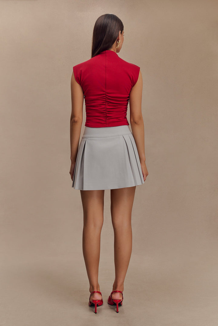 Zika High Neck Sleeveless Top in Red