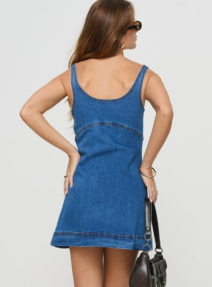 Drayden denim mini dress mid wash