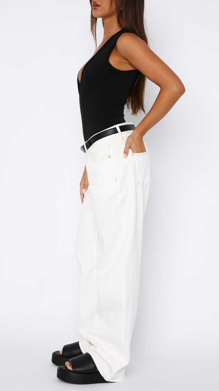 Claudia Style Low Rise Wide Leg Jeans in Grey Acid