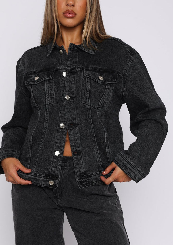 Brielle Denim Jacket Acid Wash in Black