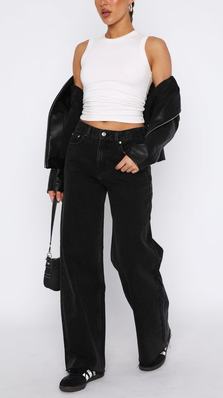 Noémie Mid Rise Wide Leg Jeans in Mid Blue