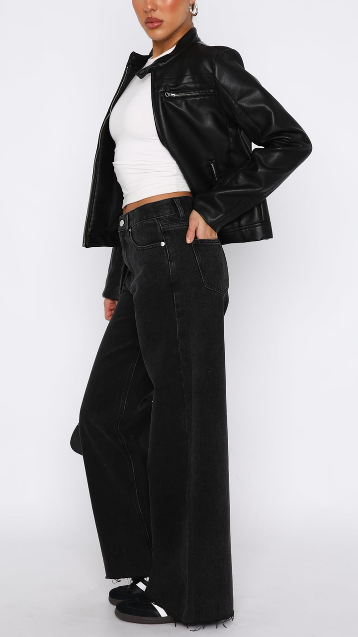 Noémie Mid Rise Wide Leg Jeans in Mid Blue