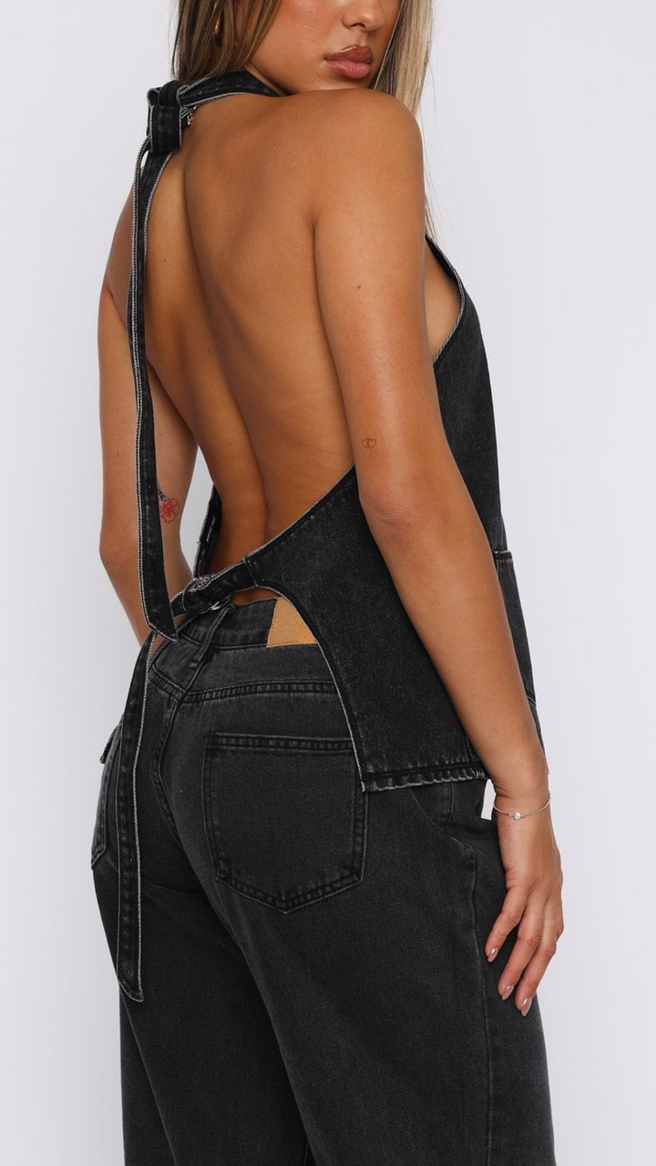 Charlotte Denim Top in White
