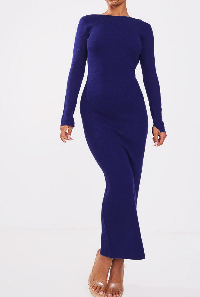 Juliene Navy Open Back Maxi Dress – OUTCAST
