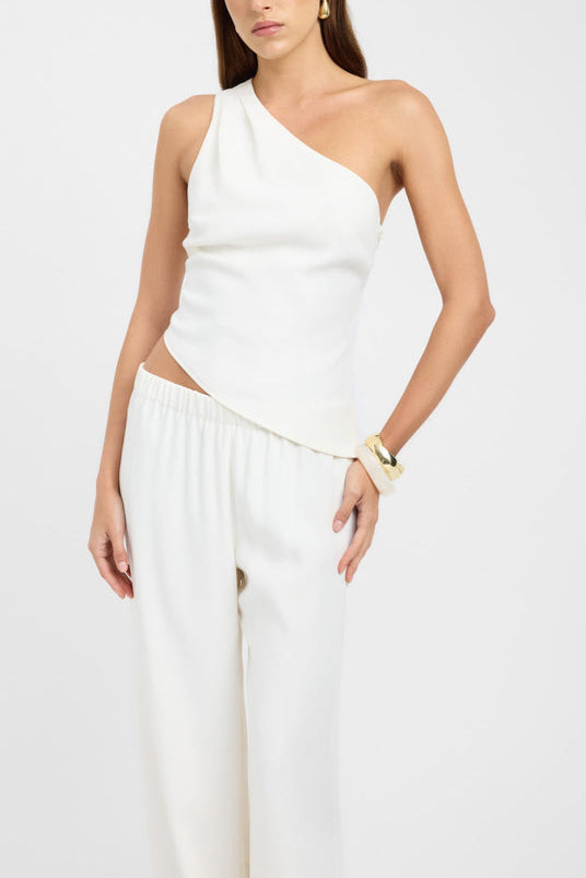 Elvira One Shoulder Top in White