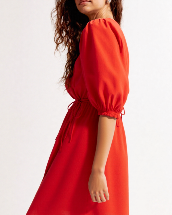 Eden puff sleeves linen mini dress