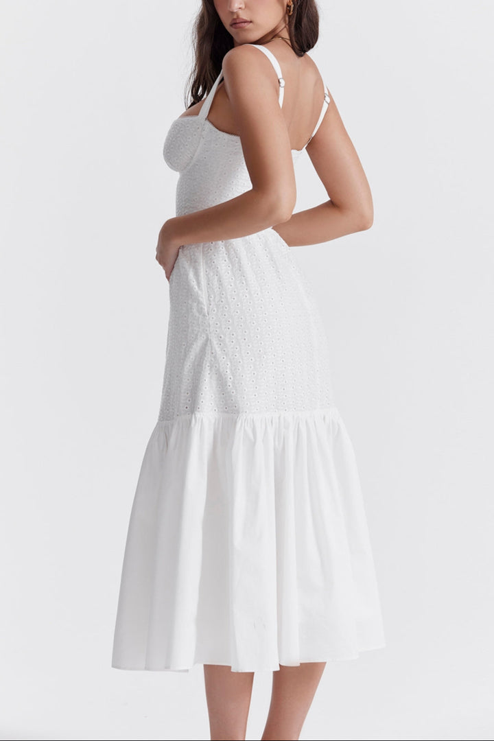 Lariska white broderie anglaise midi sundress