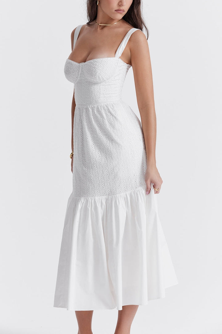 Lariska white broderie anglaise midi sundress