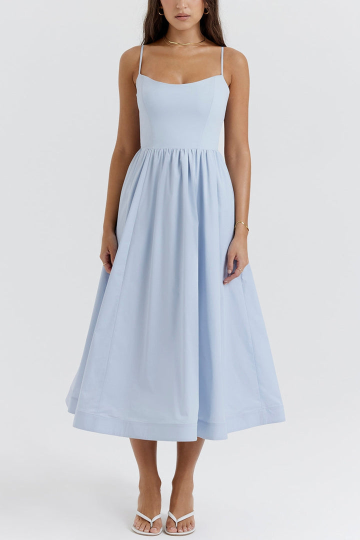 Fevronia soft blue corset midi sundress