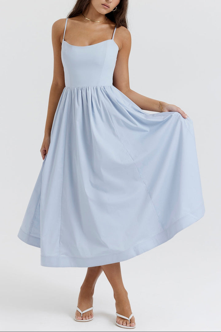 Fevronia soft blue corset midi sundress