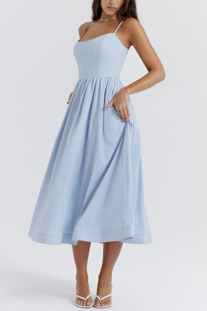 Fevronia soft blue corset midi sundress