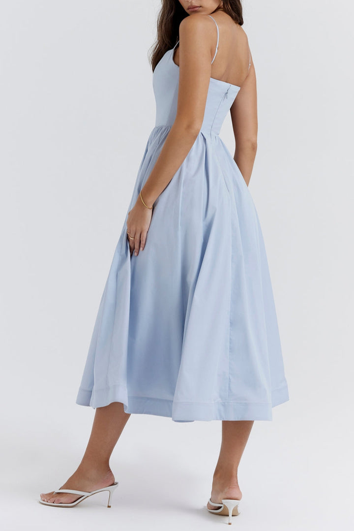 Fevronia soft blue corset midi sundress