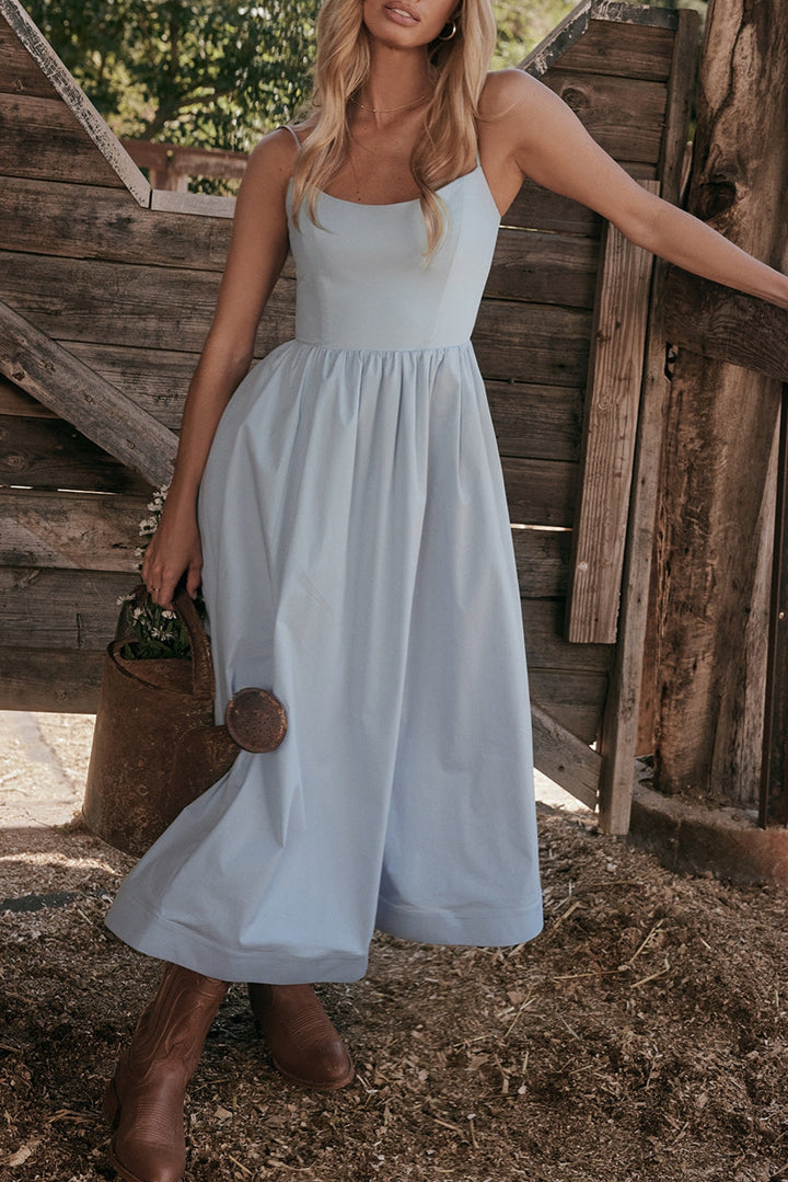 Fevronia soft blue corset midi sundress