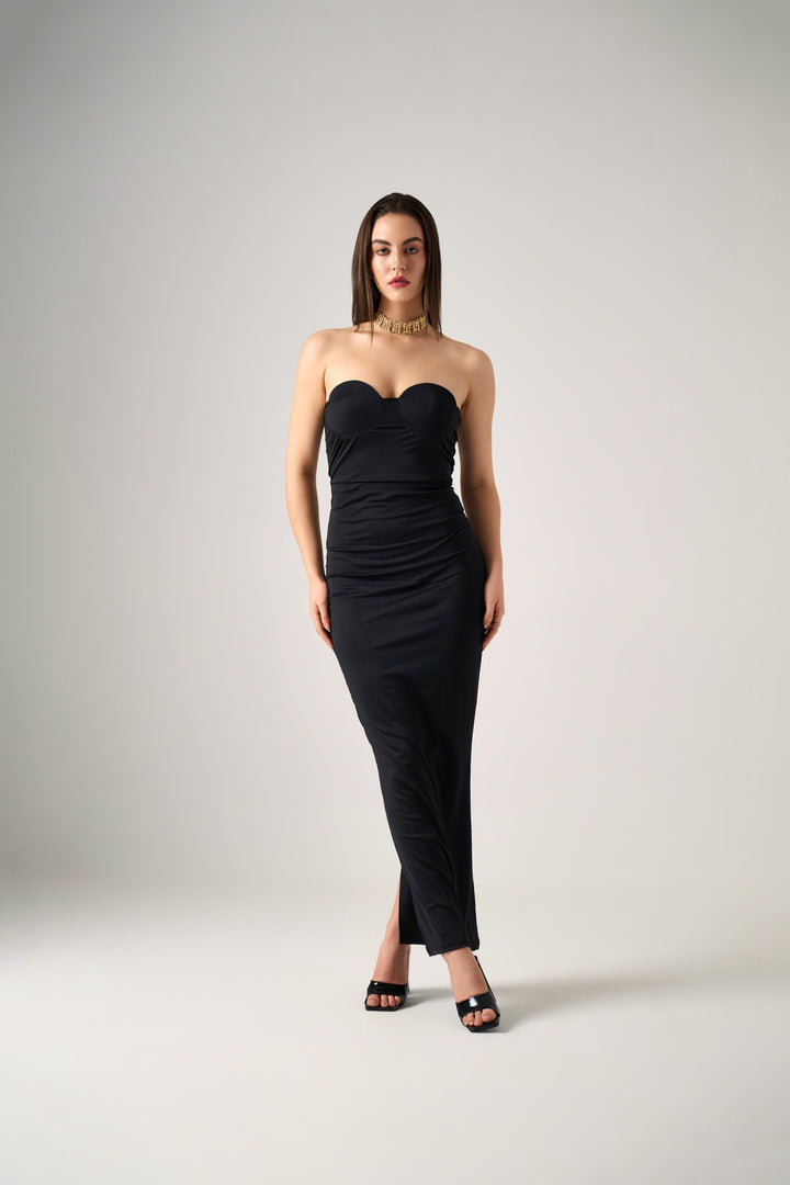 LUCIA BLACK STRAPLESS MAXI DRESS
