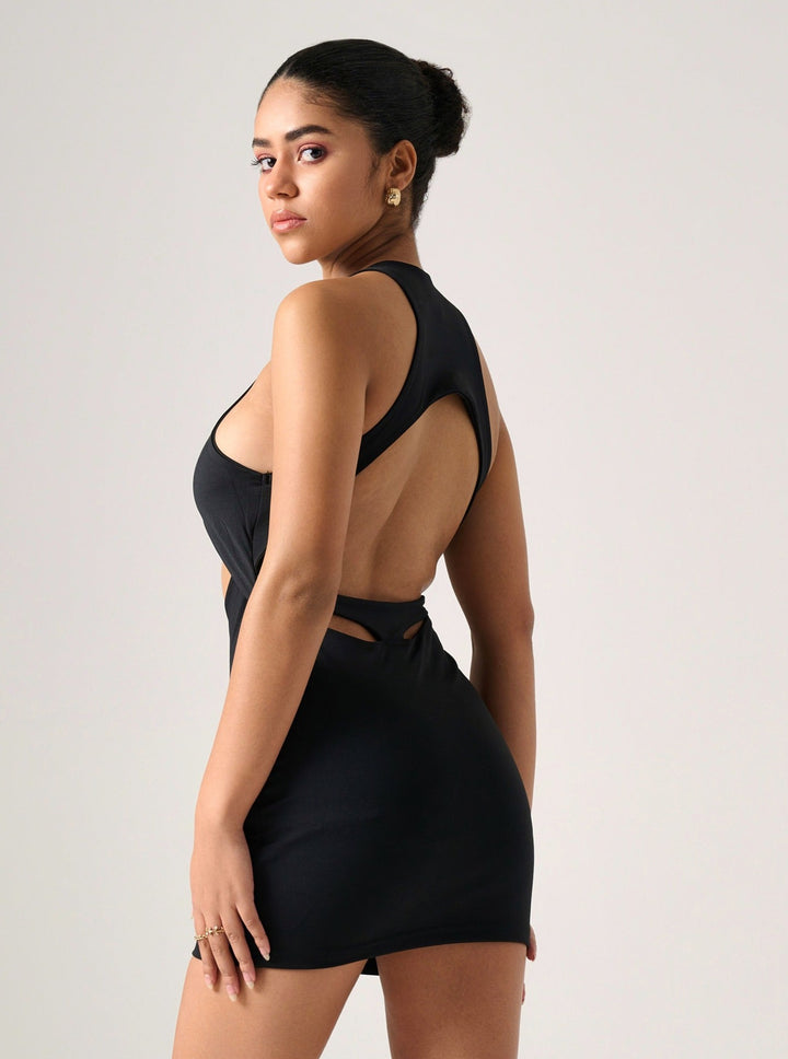 ZEIRA CUT OUT MINI DRESS IN BLACK