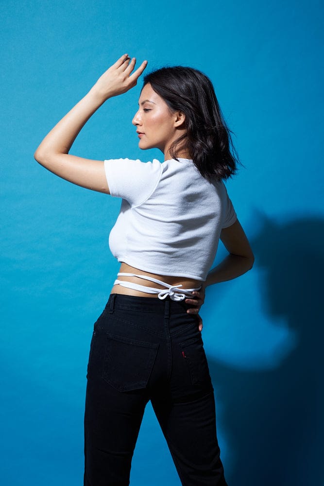 Forever reckless black tie back top
